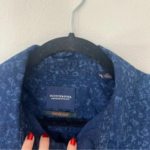 Scotch & Soda Indigo Blue Patterned Button Down Shirt - Picture 3 of 7